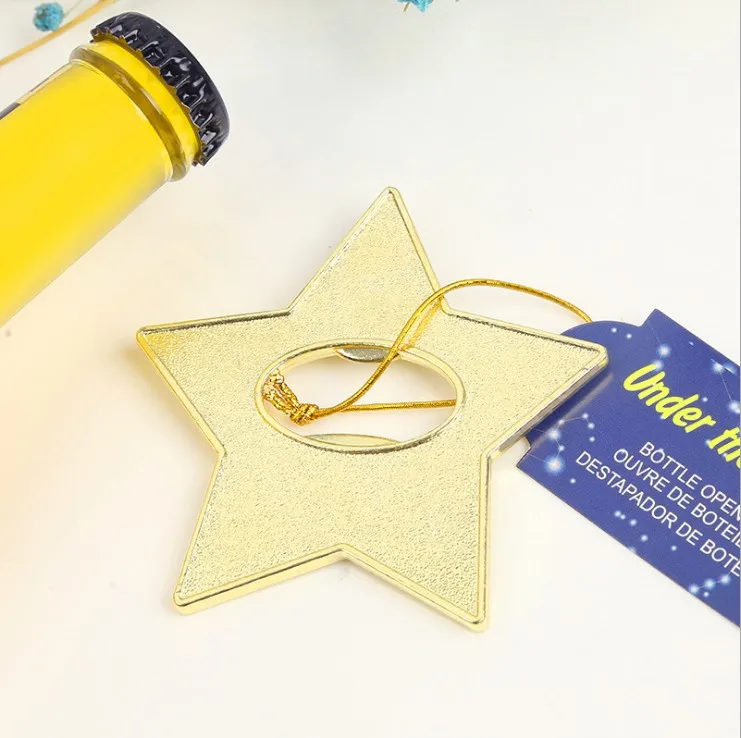 

new arrival golden stainless steel star bottle opener beer opener favors and gifts for wedding bridal shower party 20pcs/lot