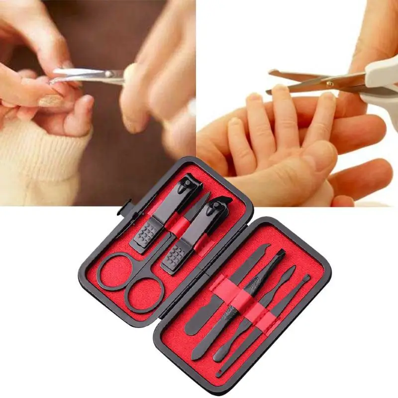 7 шт./компл. маникюрный набор Профессиональный Пинцет Ножницы нож ушной кабон