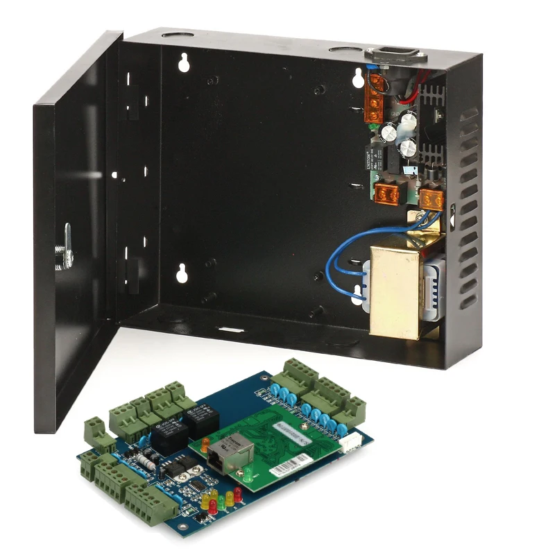 TCP/IP 2 двери панель управления доступом с 220 В DC 12 источник питания цвет черный