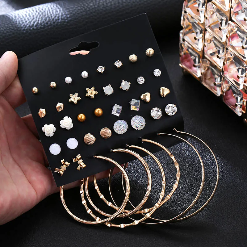 20 пар/компл. модные маленькие серьги-гвоздики в форме сердца с кристаллами и