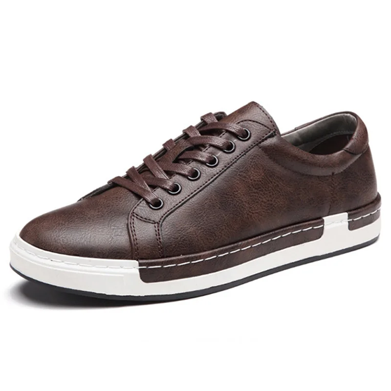 2019 Spring Sneakers Casual Shoes Men Leather Flats Lace-Up Simple Stylish Trainers Male Oxford For | Обувь