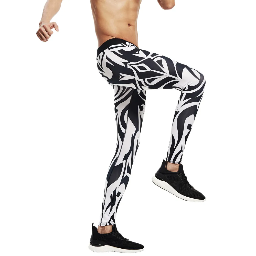 Новые Брендовые мужские хлопковые дышащие спортивные Леггинсы с принтом