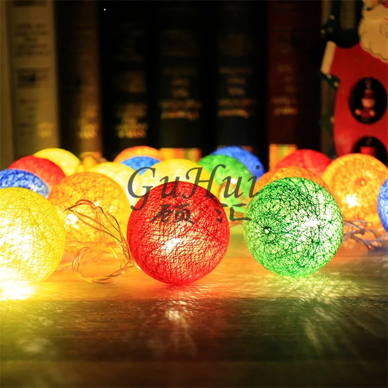 Разноцветные гирлянды из хлопка ручной работы сказочное освещение патио