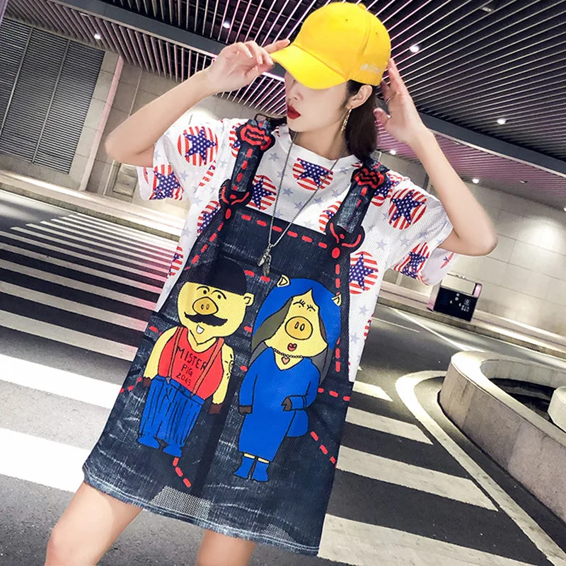 Новинка лета 2019 модная спортивная футболка с принтом поросенка из сетчатой ткани