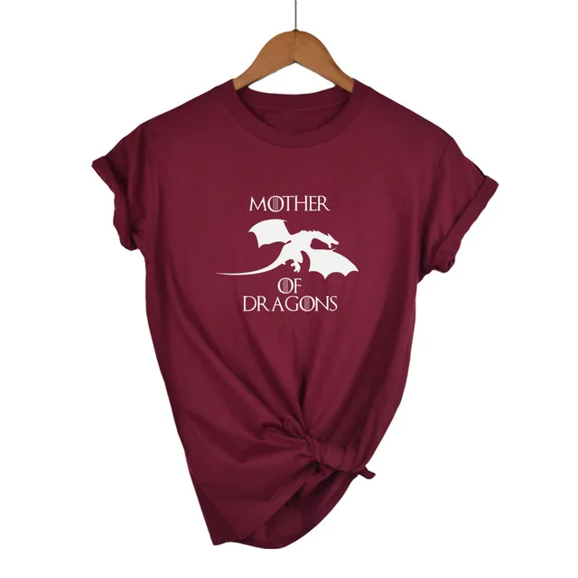Wine Red-W Хит, Футболка женская, Игра престолов, Рингер, Футболка женская, мать драконов, Футболка женская, короткий рукав, крутой, Круглый ворот, топы - Цвет: Wine Red-W
