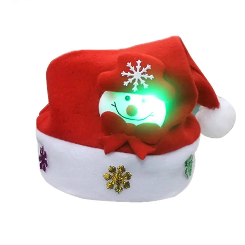 Рождественские украшения Санта снеговик олень дети светодиодный флэш шляпа