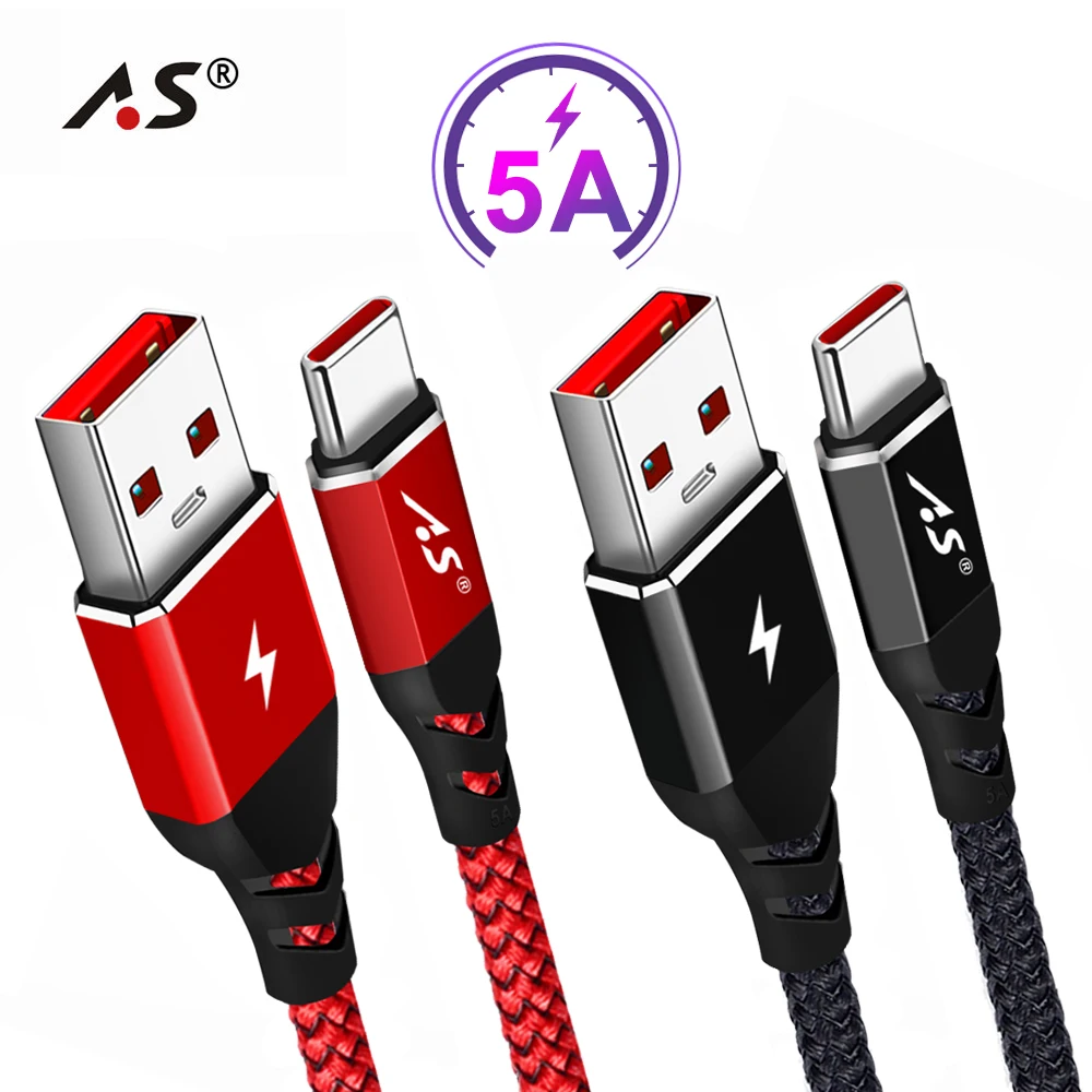 A.S Type C Cable USB 3.1 Fast 5A Charge Data Android Quick Charging for Xiaomi Mi 8 SE Huawei P20 Pro Samsung Cord Wire | Мобильные