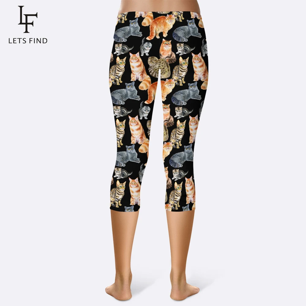 

2019 New Cat Printed Leggings Women Casual Fitness Comfortable High Elasticity Milk Silk Pants Plus Size Summer Capri Leggings