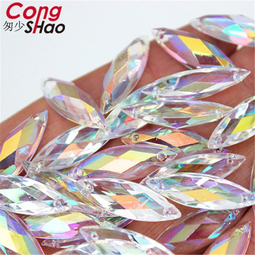 Цветные камни и кристаллы Cong Shao ZZ634 с плоской задней стороной 50 шт. 8*25 мм AB акриловые стразы шитье свадебное