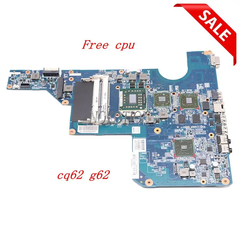

NOKOTION 597673-001 laptop Motherboard For HP G62 CQ62 Mainboard Socket S1 DDR3 HD4500 Free CPU
