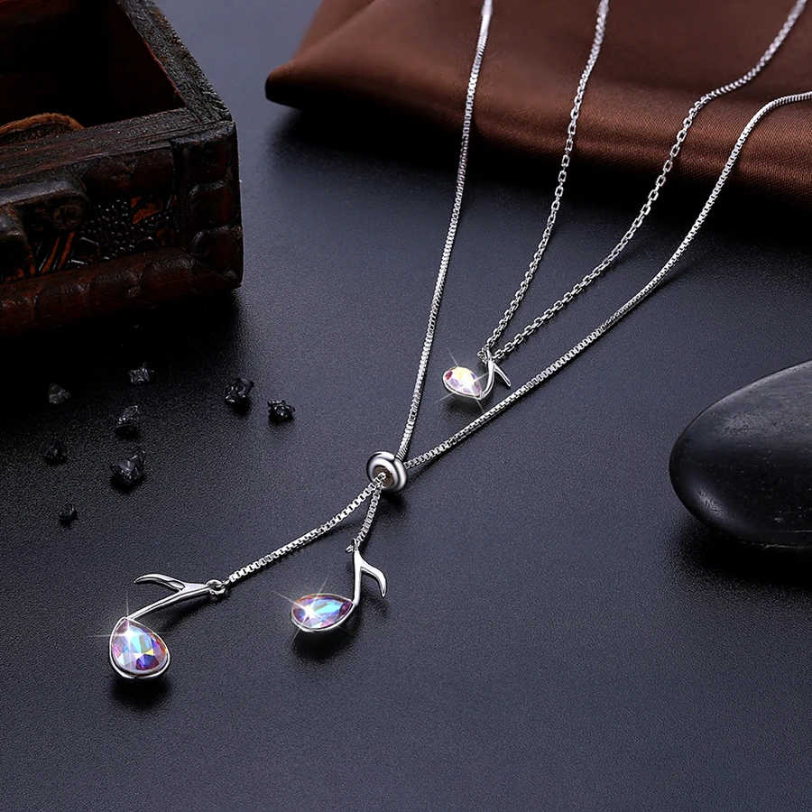 MALANDA Кристалл от Swarovski Музыка подвеска в виде музыкального ключа цепочки и