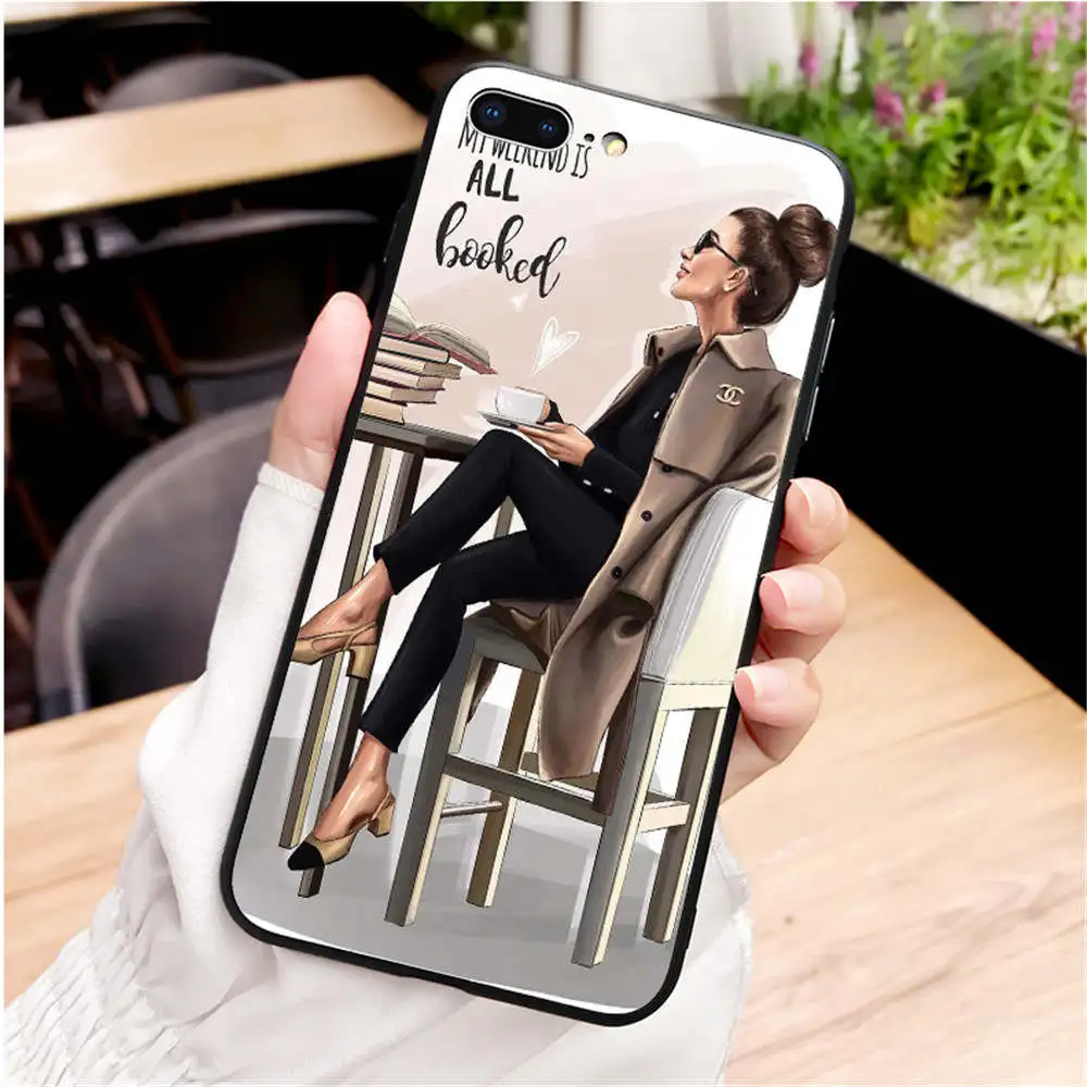 TPU Чехол для iPhone 11Pro MAX XR XS X10 5 6 7 8Plus 11Pro MAX SE из мягкого ТПУ с черными и коричневыми волосами - Цвет: TPU