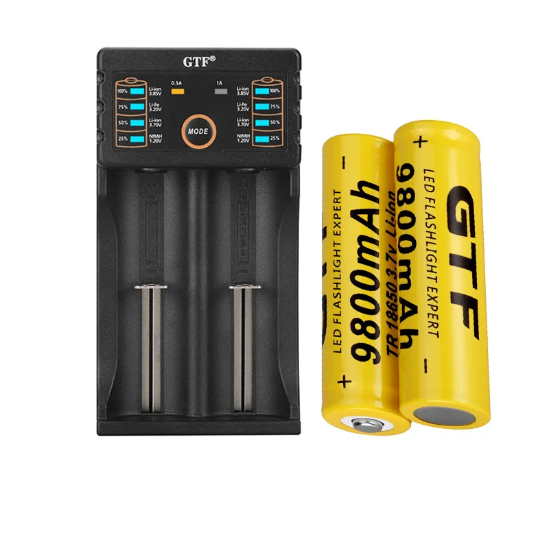 Новая батарея 18650 3,7 V GTF 9800 MAH перезаряжаемая 18650 литий-ионная батарея для 14500 26650 18350 18650 батарея+ 1 шт USB зарядное устройство
