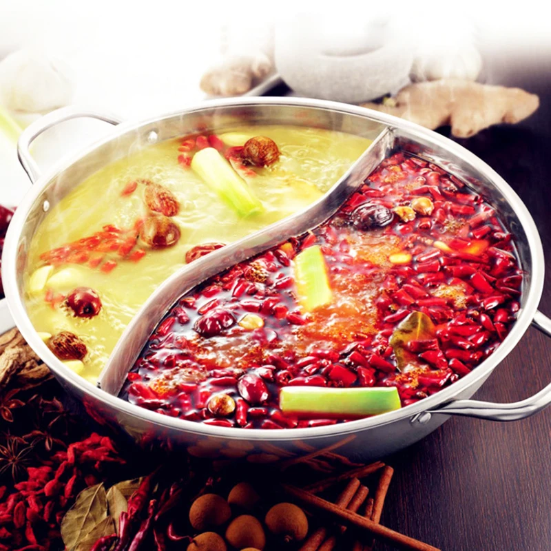 Двухароматный горячий горшок из нержавеющей стали с чистым маслом двойной