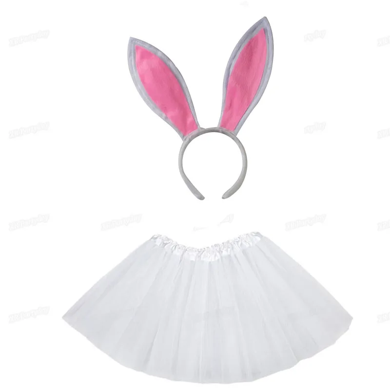 

10set Bunny Rabbit Cosplay Animals Headband Tutu Skirt Set Kids Children Girl Party Props Halloween Costume Christmas