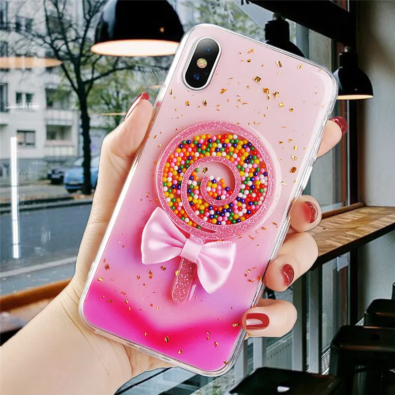3D леденец градиентный телефонный чехол для iPhone XR XS Max блестящий золотой фольгой Мягкий ТПУ чехол для iPhone X 6 6S 7 8 Plus чехол Capa Funda