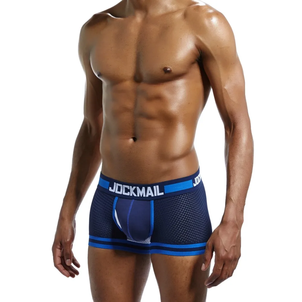 JOCKMAIL, 5 шт./лот, боксеры для мужчин, сетчатые, с дырками, боксеры, мужское нижнее белье, сексуальные трусы, cueca, боксеры для геев, мужские трусы