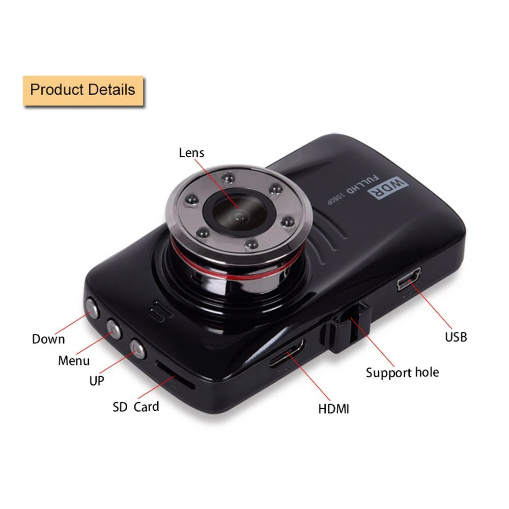 

Car DVR Dash Camera 3.0 inch HD LCD Screen Full HD 1080P Night Vision 6 Infrared Lights Auto Driving Recorder Car Camera
