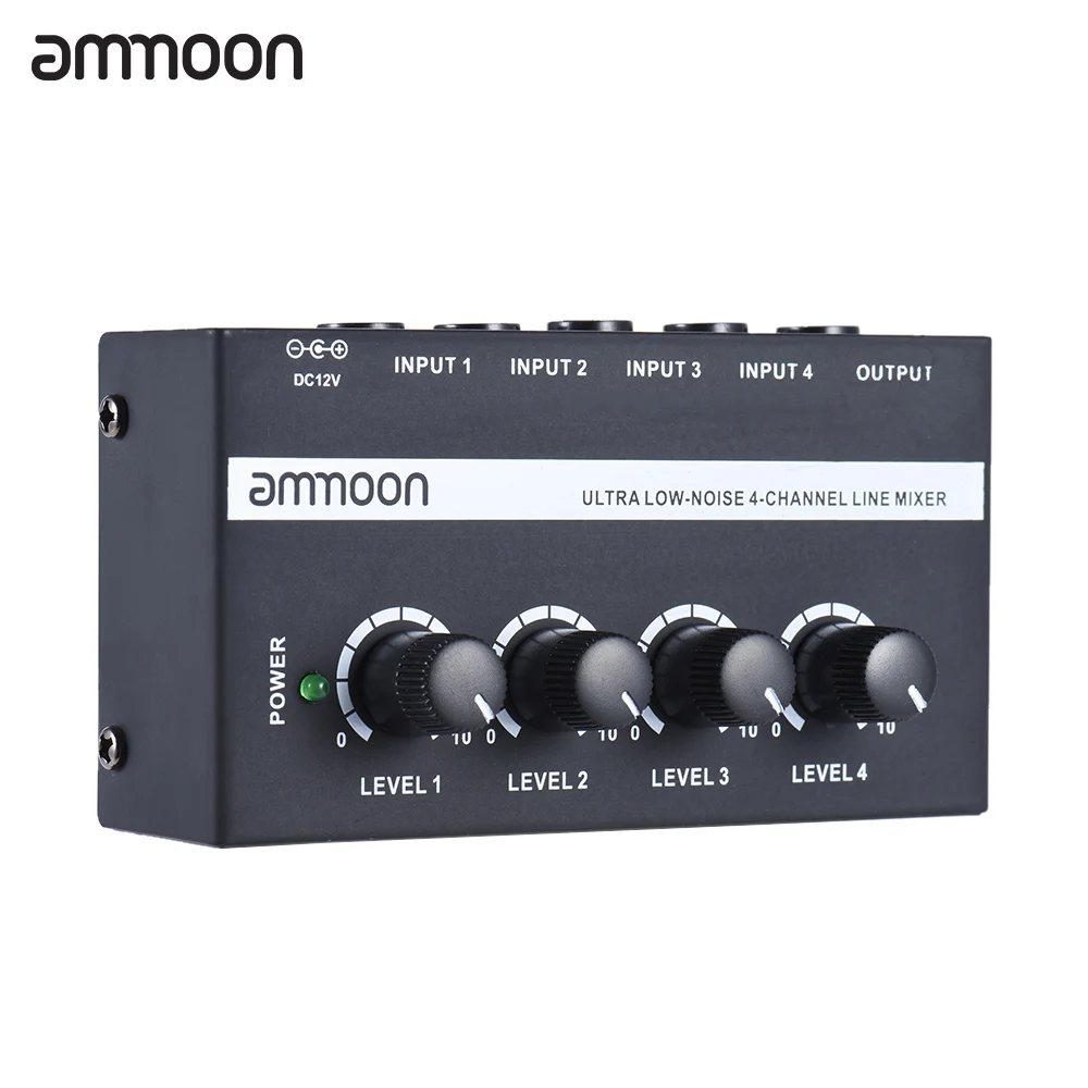 Ammoon MX400 ультра компактный низкий Шум 4 каналов линии моно аудио микшер с Мощность