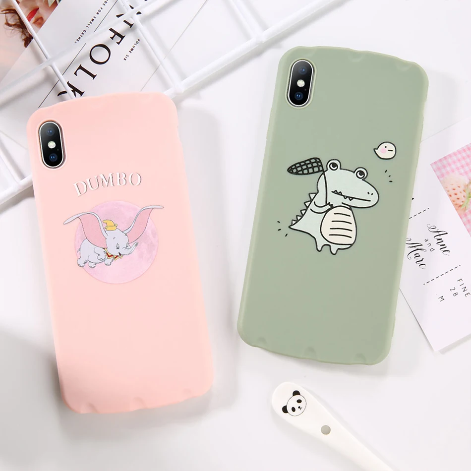 Слон Дамбо телефонные чехлы для iphone XS MAX XR X Мягкий ТПУ Лягушка принц задняя чехол 8
