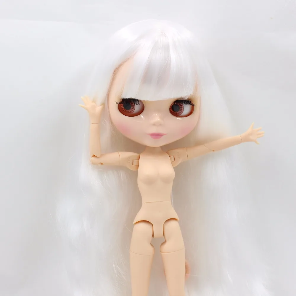 Ледяная кукла DBS Blyth длинные белые волосы шарнир тело bjd натуральная кожа 1/6