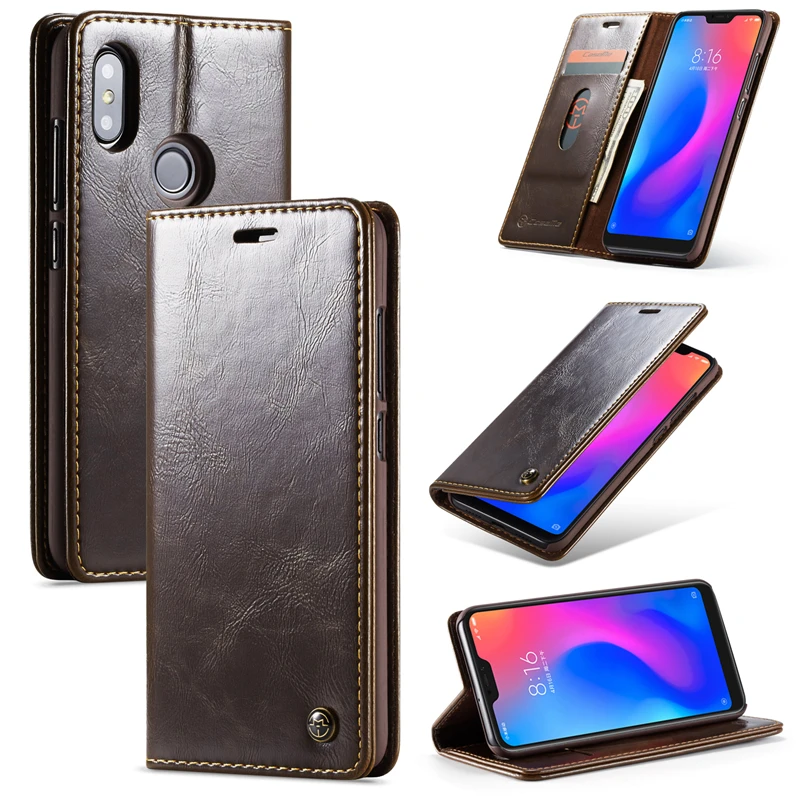 Кожаный флип чехол на магните для Xiaomi Redmi 6 6A Note Pro Ретро Чехол книжка кейс