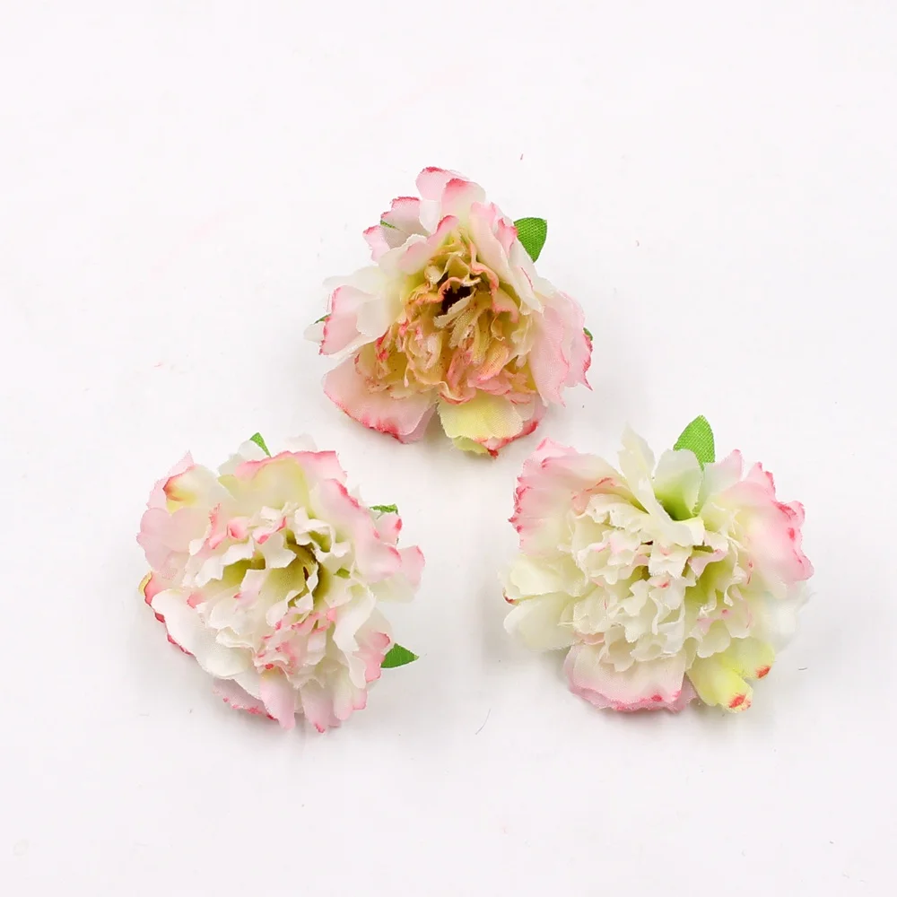 white pink 10 шт./лот, 5 см, искусственная шелковая гвоздика, Цветочная головка, свадебное кольцо, сделай сам, искусственные цветы, вечерние, свадебные, для украшения сада - Цвет: white pink