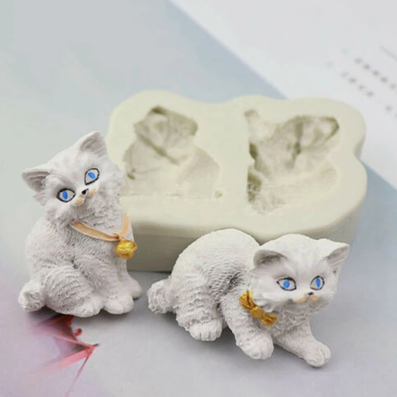 3D котята силиконовые формы для помадки на торт прекрасный кот шоколад Сахар Ремесло Плесень Для Кекса украшения животных выпечки Инструменты Кухня