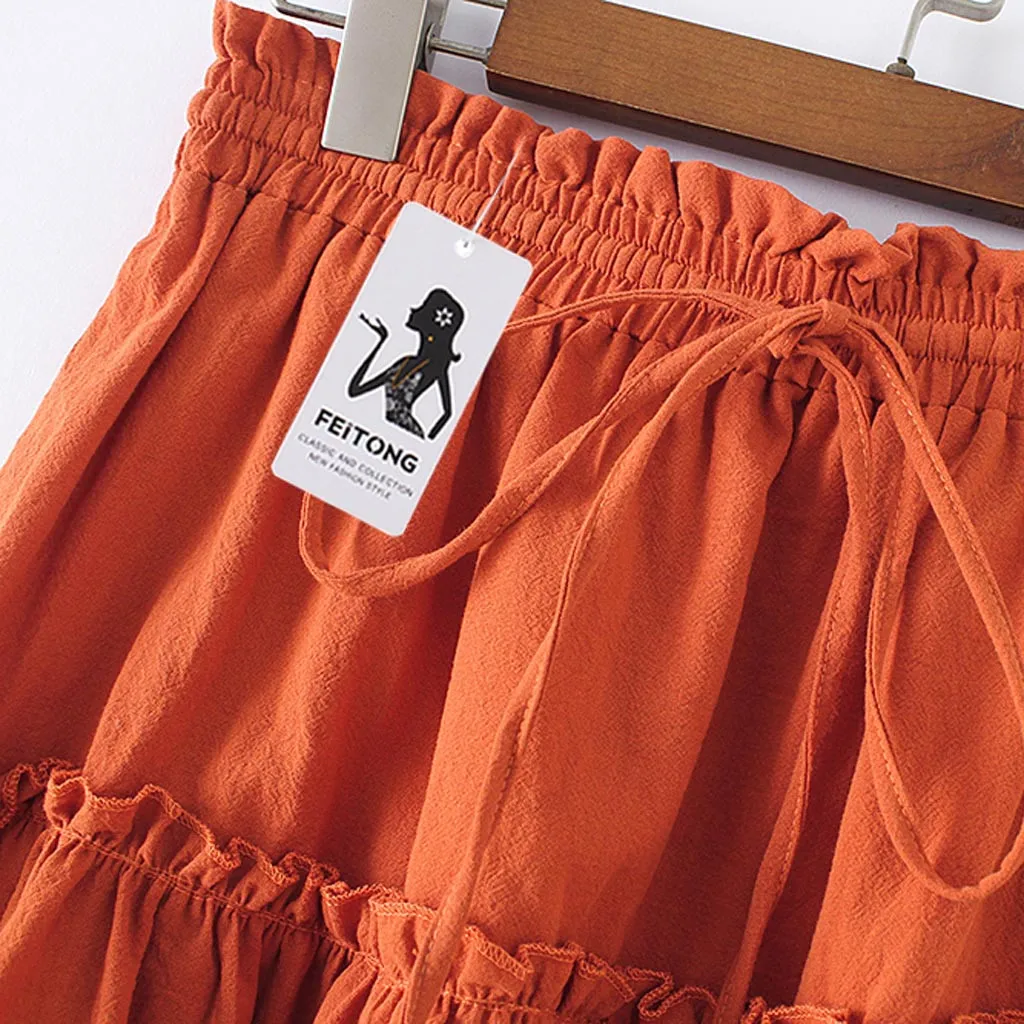 Летняя женская однотонная хлопковая юбка Пляжная пикантная эластичная