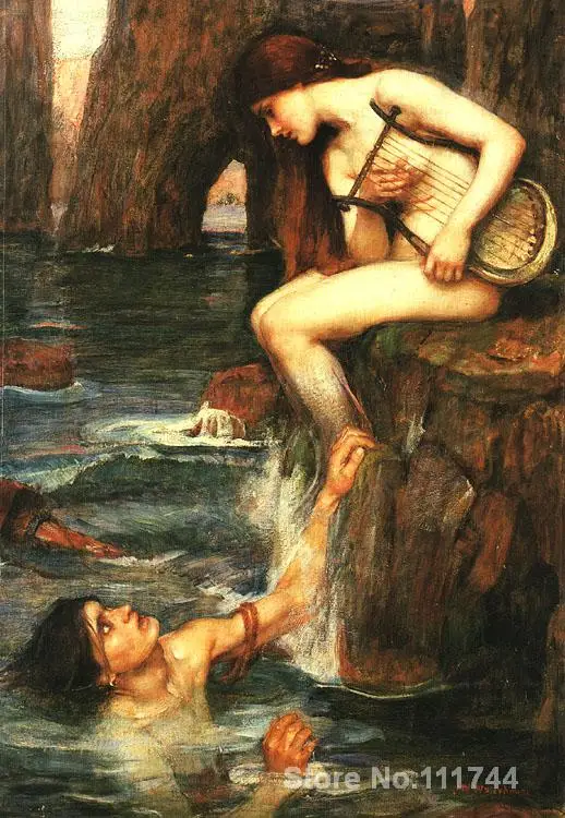 

paintings by John William Waterhouse The Siren famous art reproduction High quality Hand painted