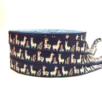 5 yards 16mm cute alpaca animal print fold over elastic stretchy ribbon strap diy baby headbands hair accessories
