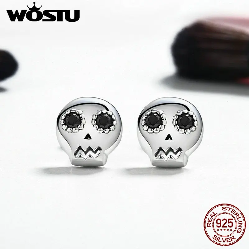WOSTU 2020 горячая Распродажа 100% Стерлинговое Серебро 925 пробы Хэллоуин Скелет Череп