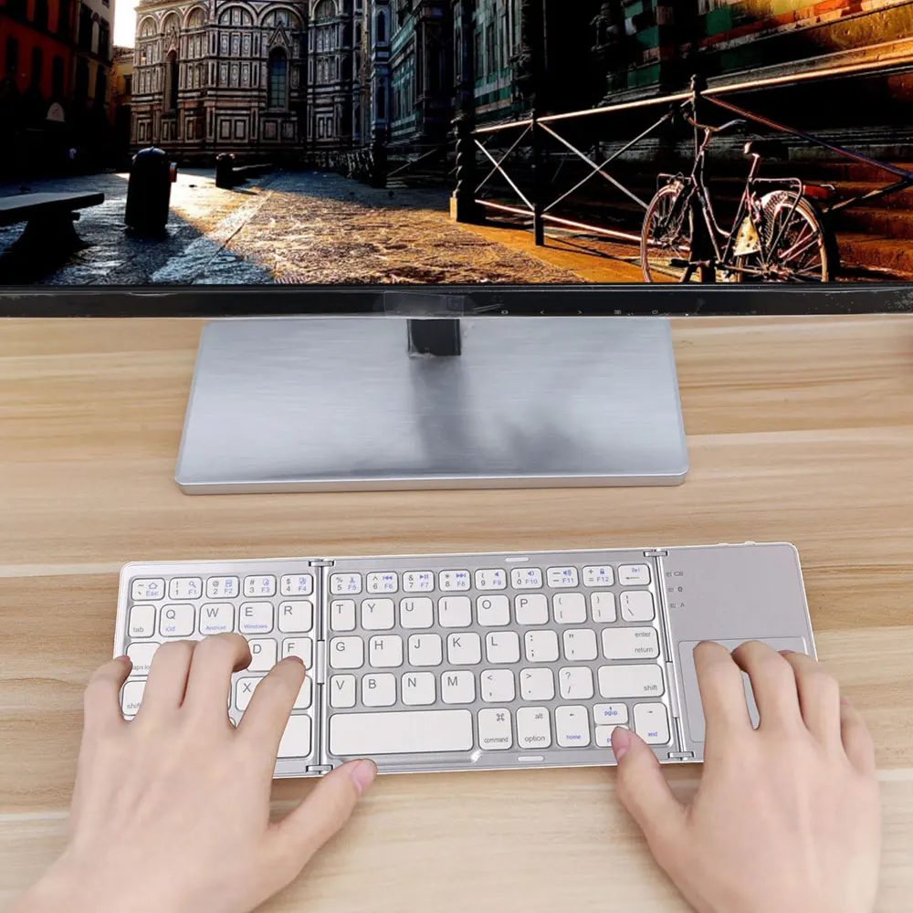IPazzPort Portable Twice Folding Bluetooth Keyboard BT Wireless Foldable Touchpad Keypad for IOS/Android/Windows ipad Tablet | Компьютеры