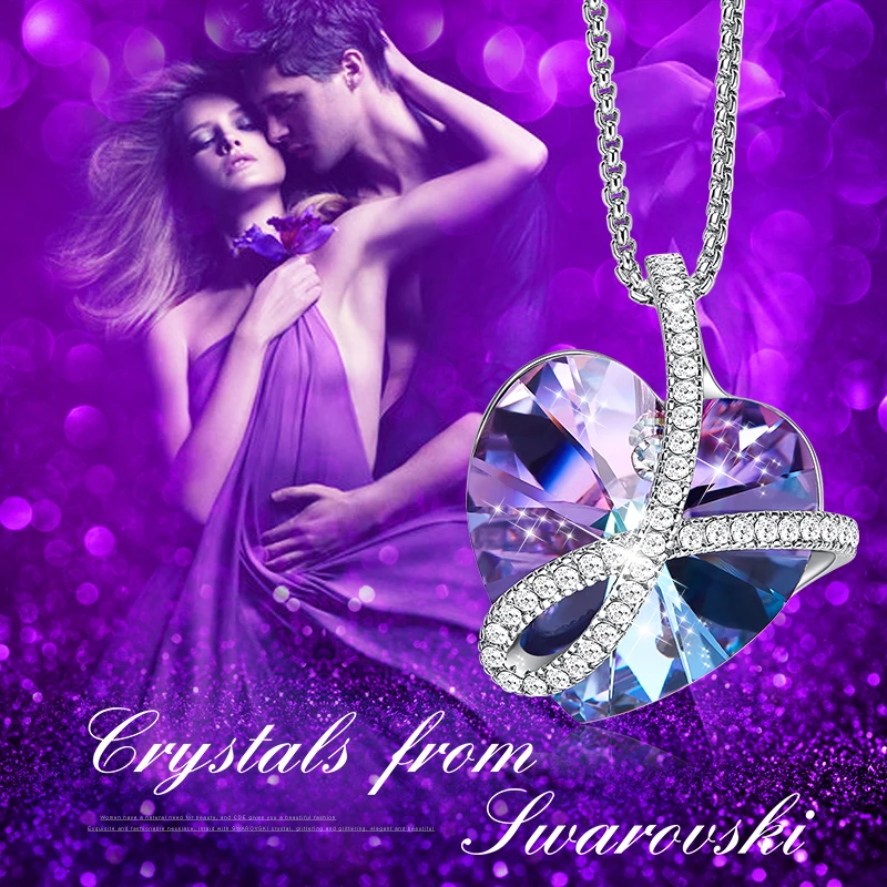 CDE LOVE YOU FOREVER, Кристальное ожерелье, подвеска в виде сердца, украшенная кристаллами Swarovski, женский подарок, серебряная цепочка, ожерелье