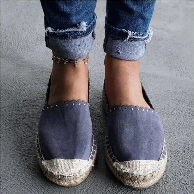 Прямая поставка женские эспадрильи с закрытым носком на плоской подошве