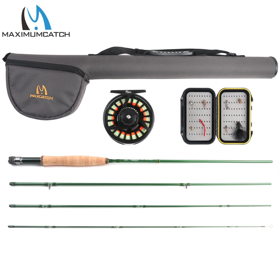 

Maximumcatch 5/6WT Fly Fishing Combo 9FT Fast Action Fly Rod Pre-spooled Fly Reel Fly Line With Cordura Triangle Tube