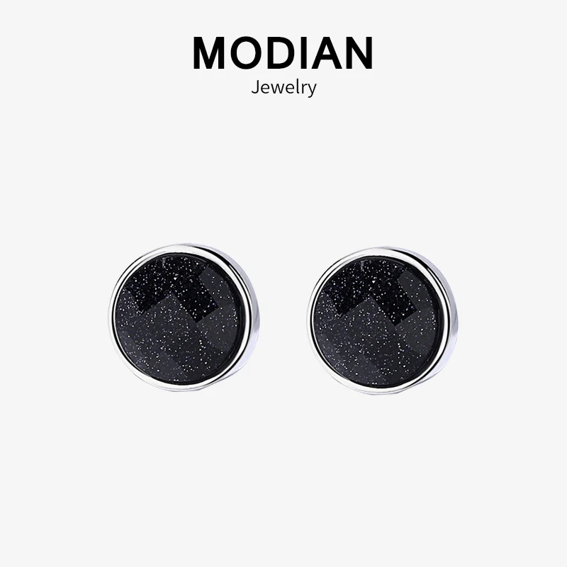 Женские сверкающие серьги-гвоздики Modian из стерлингового серебра 100% пробы с