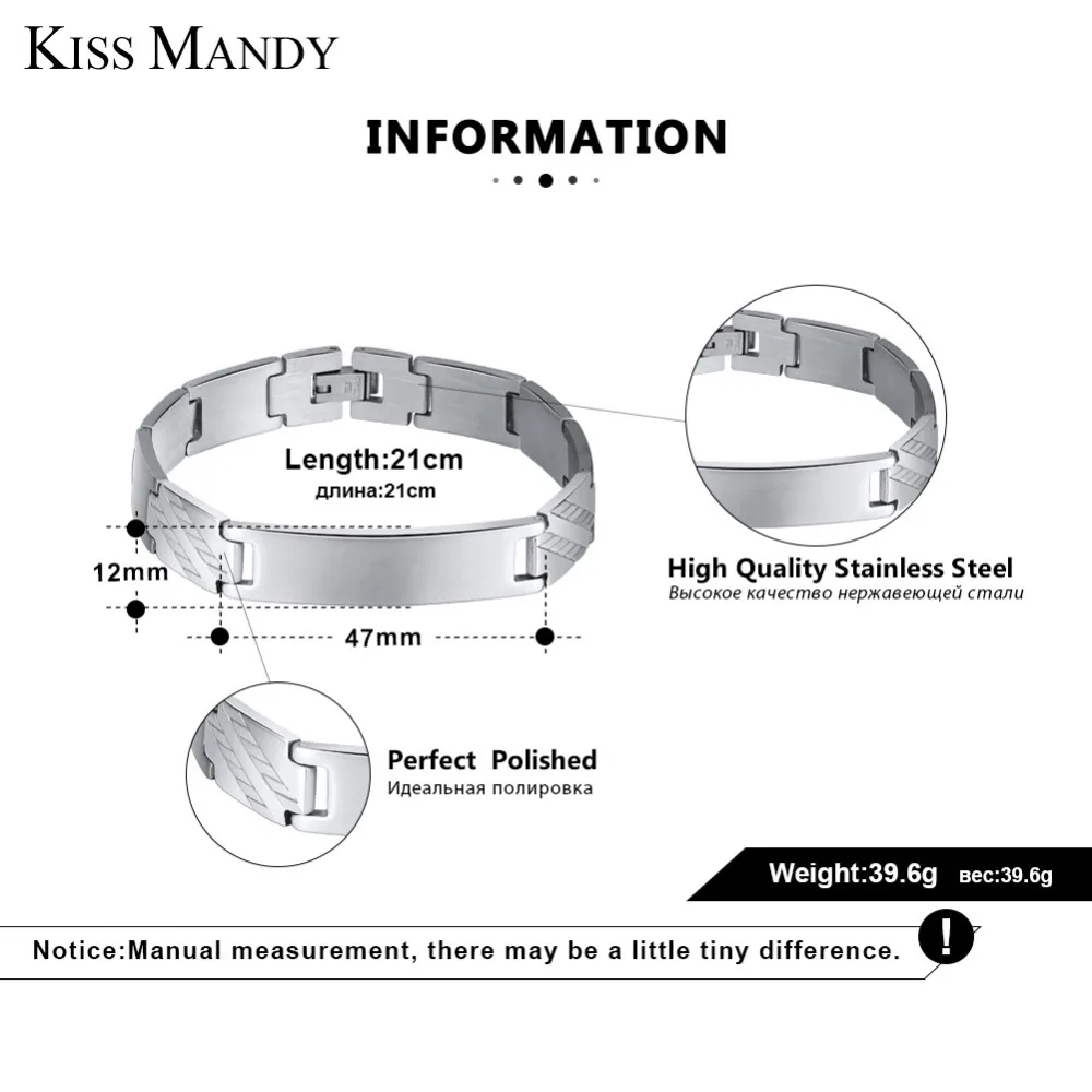 KISS MANDY 316L серебряные браслеты из нержавеющей стали для мужчин цепь энергия здоровье браслет дизайн для подарка ювелирные изделия FB116