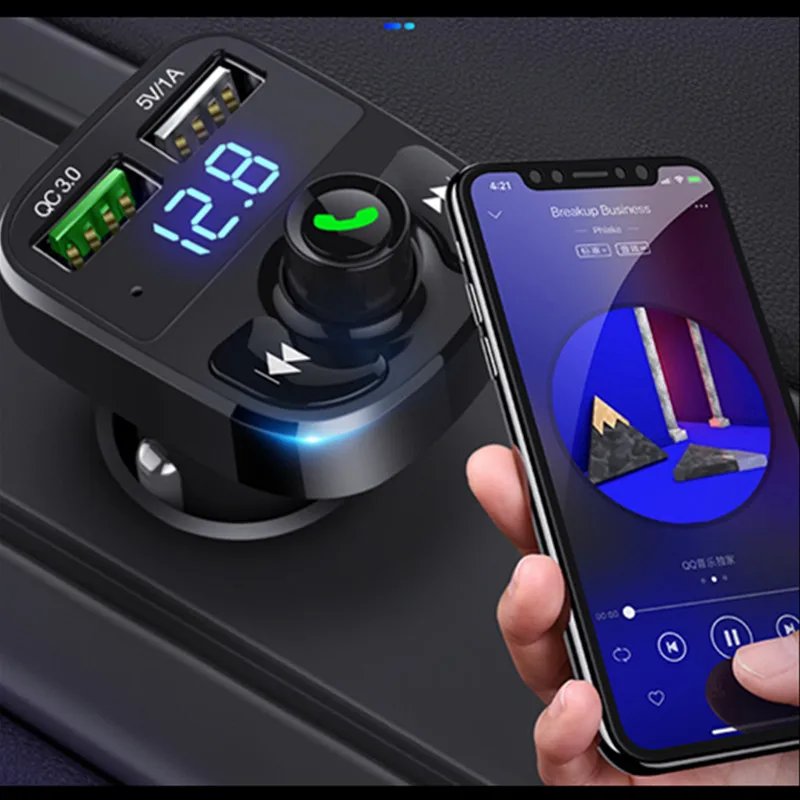 Беспроводной автомобильный Bluetooth FM передатчик Handsfree аудио приемник авто LED MP3