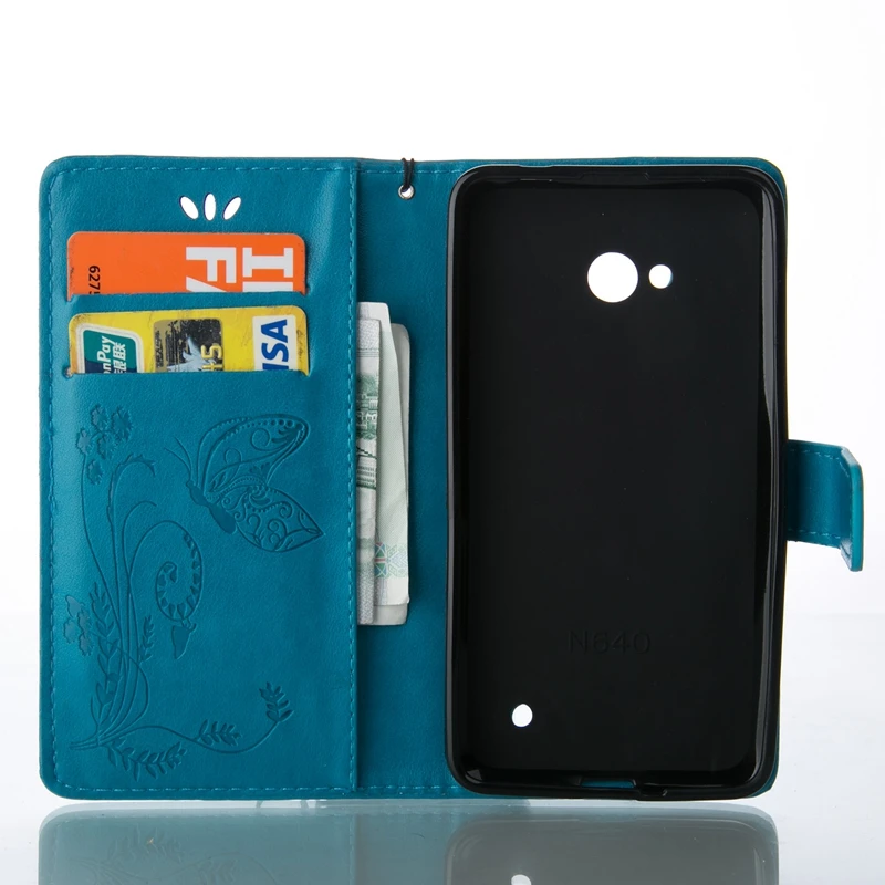 H-Goods For Microsoft Nokia Lumia 640 Case Butterfly Luxury Flip PU Leather Wallet Cover N640 Phone Bag | Мобильные телефоны и
