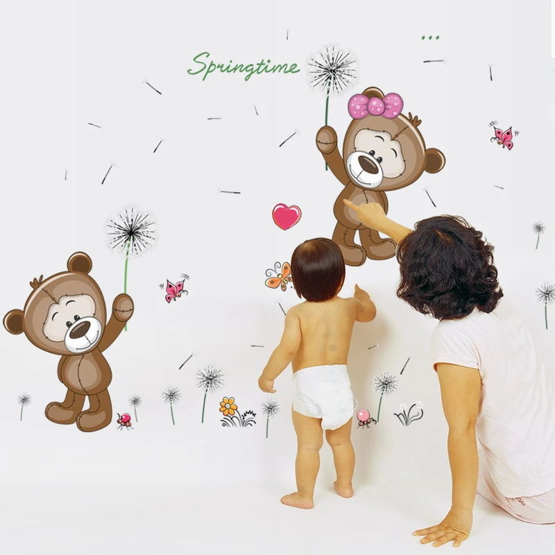 SK7010 Sticker Teddy bear Wall Stickers Children Room Home Decor Teddy bear Kids Room Decal Baby Room Nursery Decor