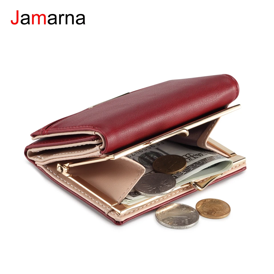Jamarna кошелек женский PU Кошелек для монет небольшой кошелек с застежками женский красный тонкий кошелек держатель для карт маленький кошелек для монет