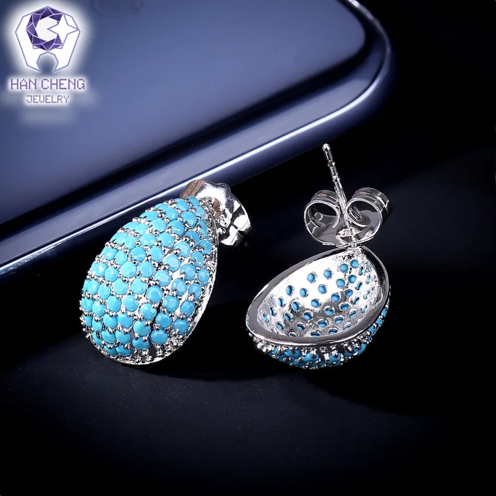 Новинка модные роскошные медные серьги HanCheng в форме капли воды гвоздики с