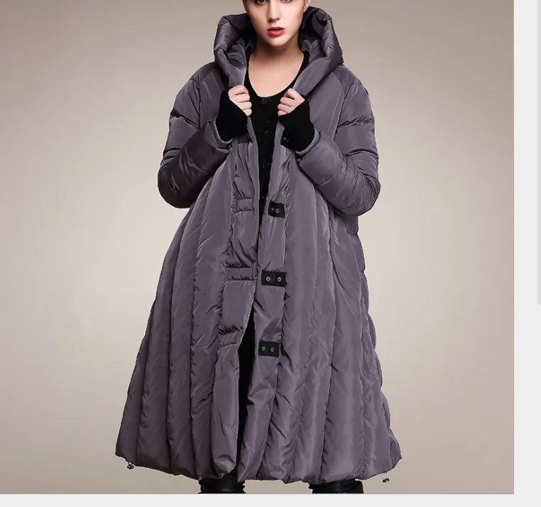 Плотные свободные пальто размера плюс, XXXL, 4XL, 5XL, 6XL, 7XL, 90% белый утиный пух, женские зимние пальто, ветровка, женская накидка, куртки - Цвет: Серый