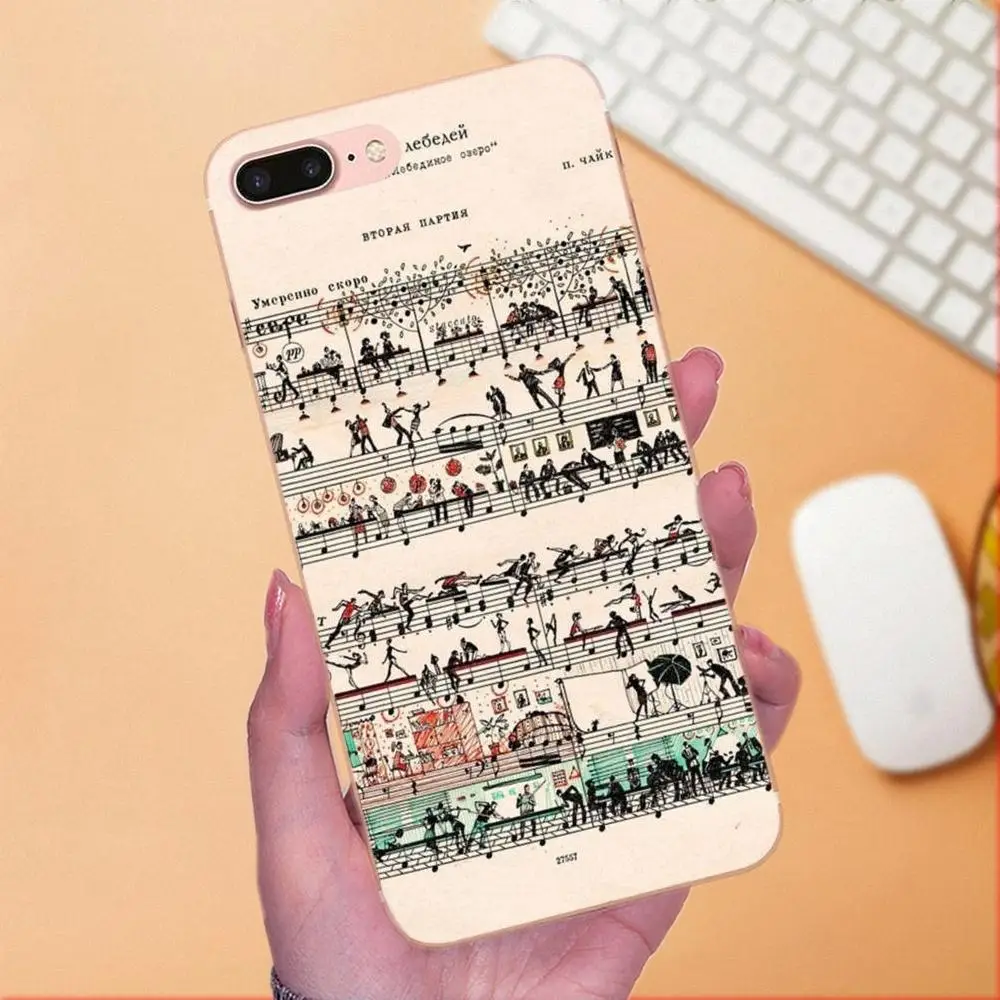 Love Music Note Piano Umbrella TPU телефон для Huawei Honor 4C 5A 5C 5X 6 6C 6A 6X 7 7X 8 9 V8 V10 Y3II Y5II Y6II G8 P7 Play