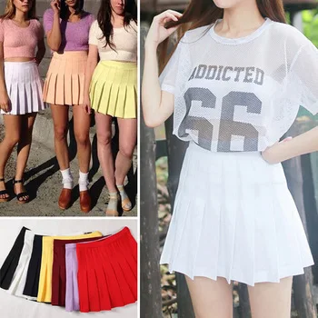 2017 улица Стиль Модные женские Высокая Талия мяч плиссированные юбки XS L белый