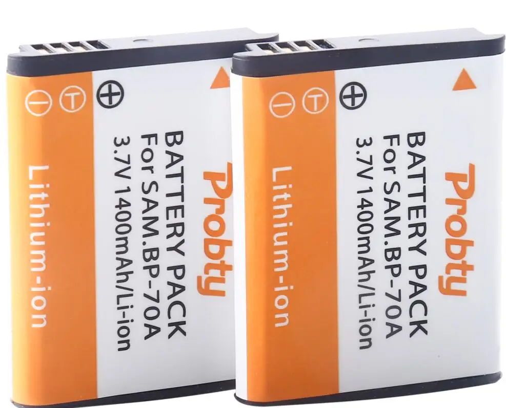 2 battery BP-70A 1400 мА/ч, замена Батарея+ Зарядное устройство для SAMSUNG SL50 SL600 SL605 SL630 ES65 ES-65 ES67 ES-67 ES70 ES-70 ES71 ES-71 ES73 - Цвет: 2 battery