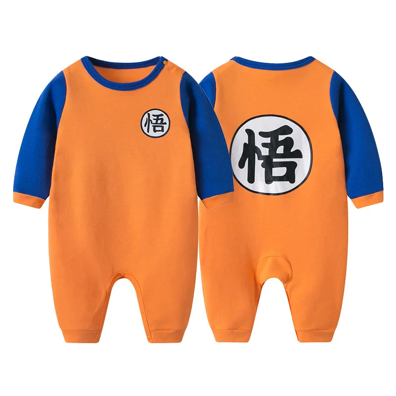 Оранжевый Хлопок Dragon Ball Детский комбинезон для новорожденного мальчика одежда Сон Гоку малыш комбинезон китайские Персонажи печати Bebe Onesie - Цвет: Оранжевый