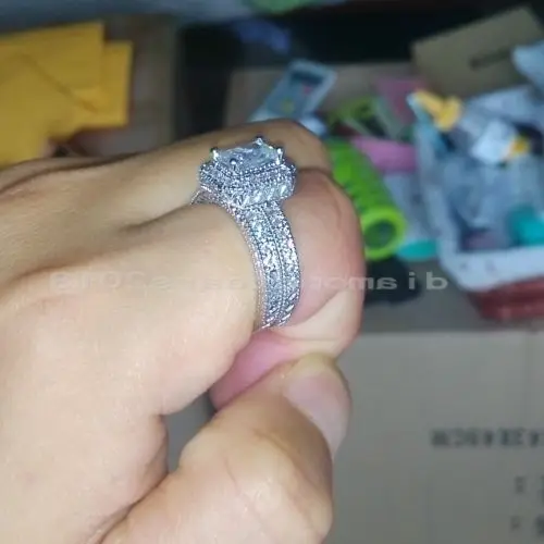 Комплект обручальных колец в стиле ретро с фианитом 10 карат | Украшения и