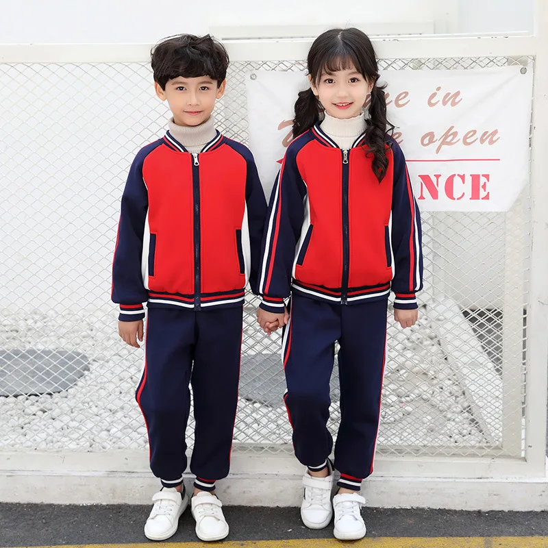 Brand Design Girls Spring School Uniform Boys 3-12T Zipper Baseball Tracksuit Kids Sports Games Clothing Set Jogging Suit A49 | Детская